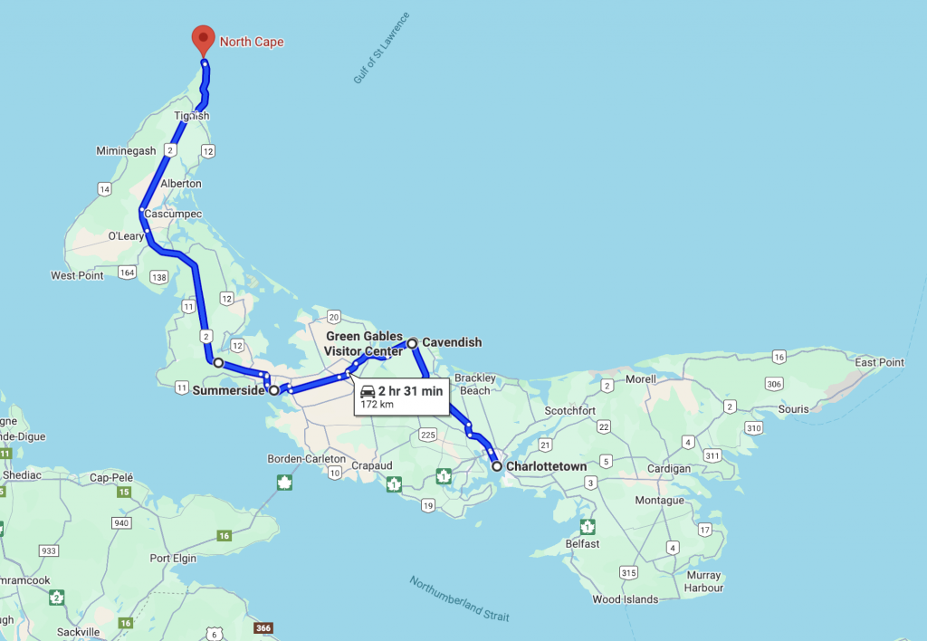 4-day East Coast road trip map